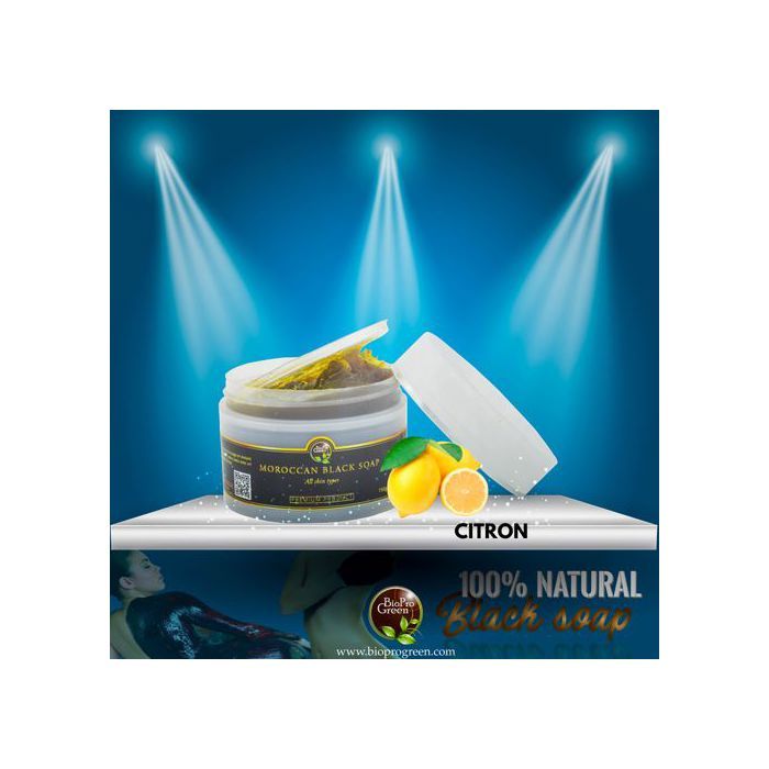 Savon noir - BIO PRO GREEN - Sabone béldi - Parfumé au citron - Exfoliation naturelle - Hydratation intense