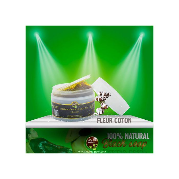 Bio Pro Green Savon noir Marocain BIO parfumé à fleur coton - Sabone béldi
