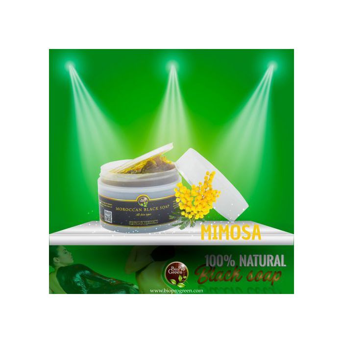 Savon noir - BIO PRO GREEN - Sabone béldi - Parfumé au mimosa - Exfoliation naturelle - Hydratation intense