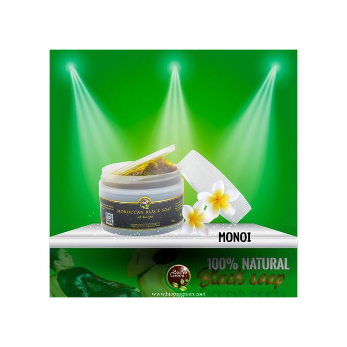Savon noir - BIO PRO GREEN - Sabone béldi - BIO - Parfumé au monoï - Exfoliation naturelle