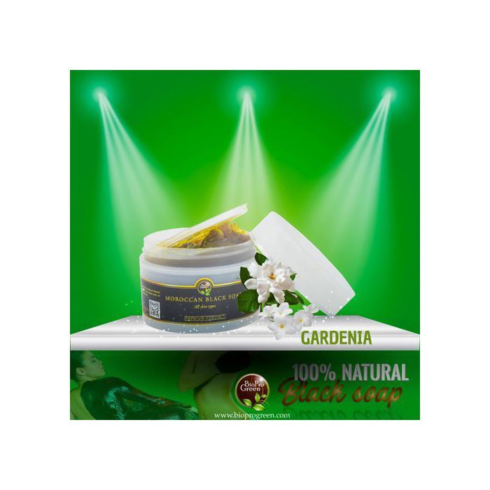 Savon noir - BIO PRO GREEN - Sabone béldi - Parfumé au gardénia - Exfoliation naturelle - Hydratation intense