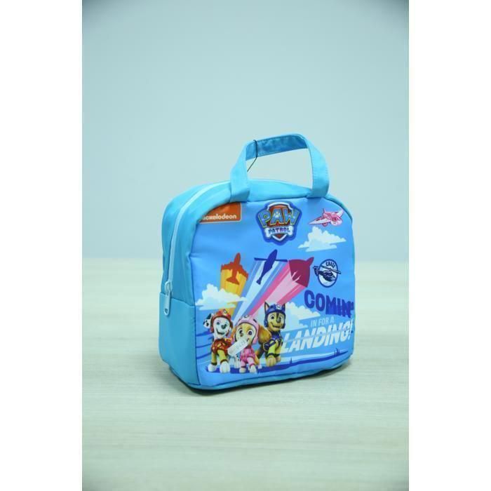 Sac carré pour goûter et repas – idéal écolier - Bleu - Pratique - Toile