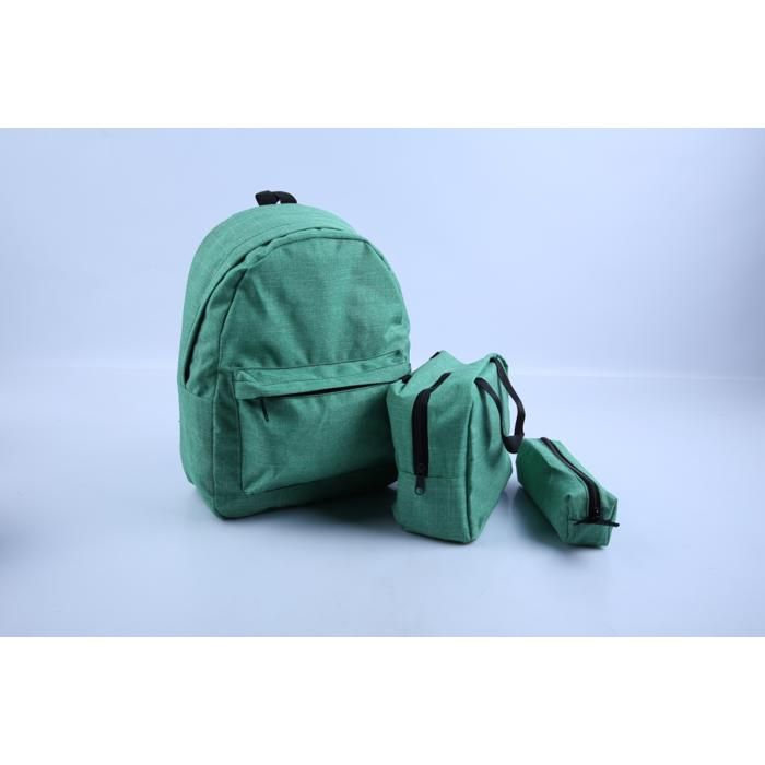 Sac à dos - GENERIC - Set de 3 - 40 cm - Vert - Inclus : sac goûter et trousse