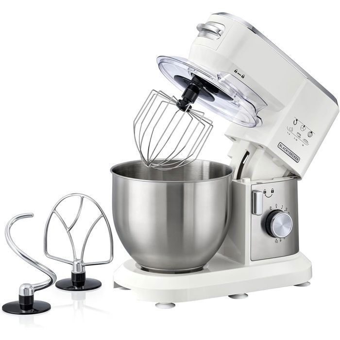Robot pétrin multifonction - BLACK + DECKER - 6,0 L - 1000 W - 10 vitesses - Acier inoxydable