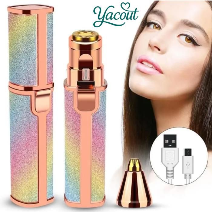 Épilateur facial féminin – design lipstick, câble USB inclus