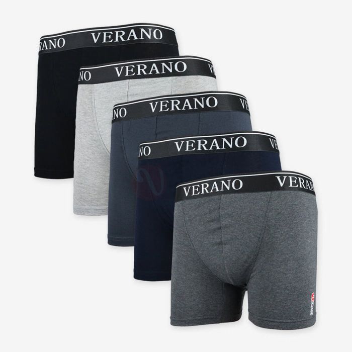 VERANO Lot 5 Boxers Simple avec Bande Homme en Coton Doux Multicolore