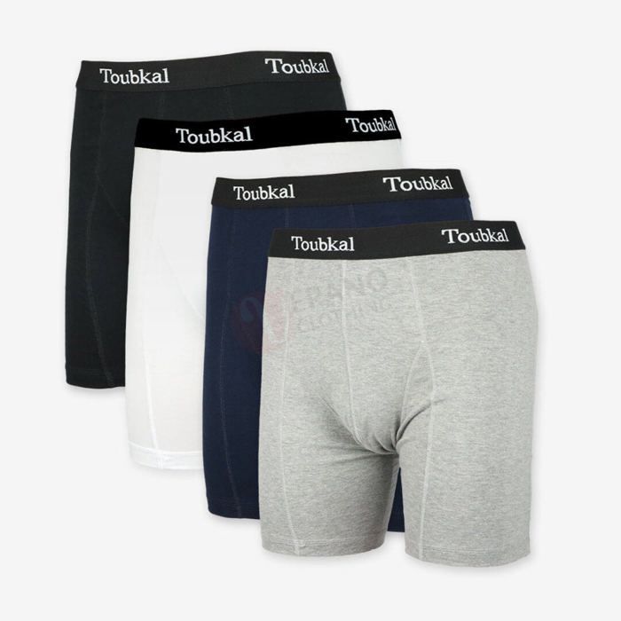 TOUBKAL Lot 4 Boxers Simple avec Bande Homme en Coton Doux Multicolore