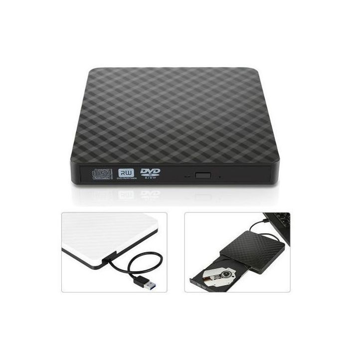 Lecteur et Graveur DVD - CD externe Dvd CD Usb 3.0 Ultra Slim Portable *8 -Noir