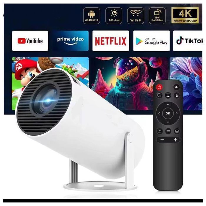 Videoprojecteur Portable Smart TV WiFi Bluetooth Rotation 180° Support Full HD