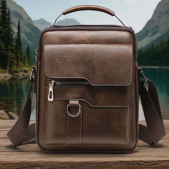 Sac Bandouliere Homme en Simili-Cuir Vintage marron– Elegant & Fonctionnel avec Poches Multiples