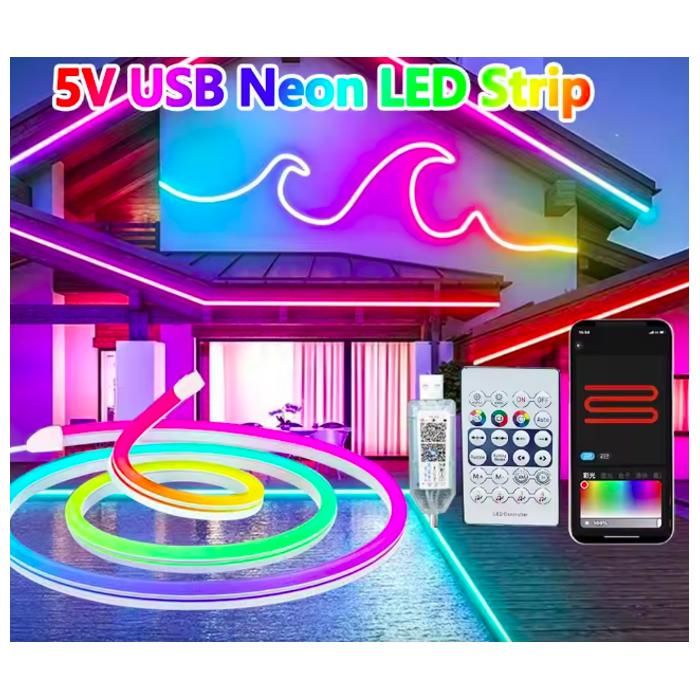 Bande lumineuse néon flexible - GENERIC - 5m - Multicolore - Intérieur - LED intégrée