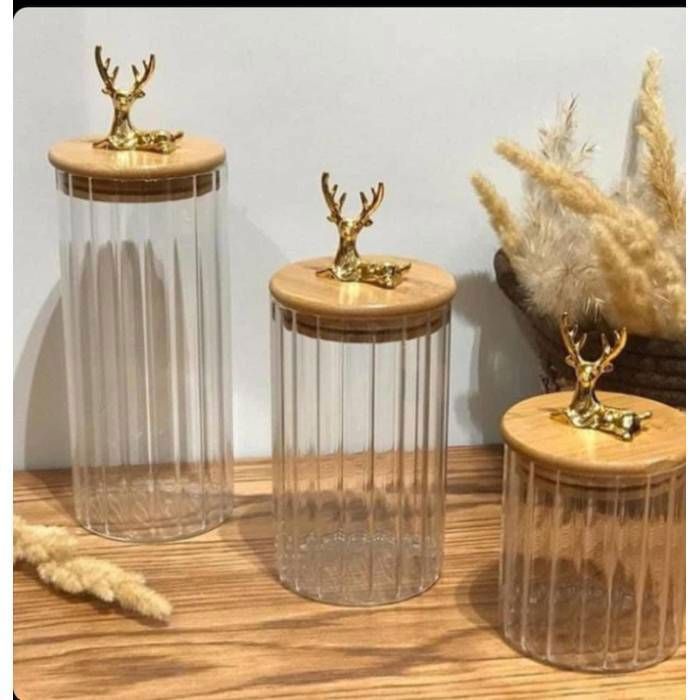Bocal en Verre - AYA HOME - Hermétique - Couvercle en Bambou - 12cm - Rangement Cuisine