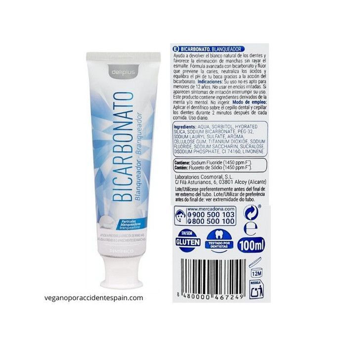 Deliplus Mercadona dentifrice au bicarbonate 100 ml