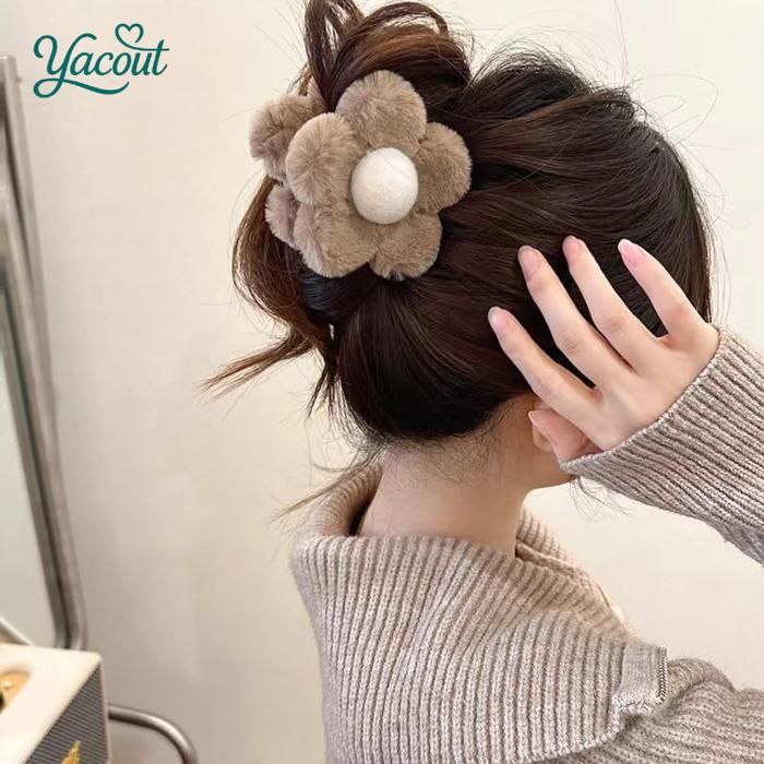 Pince cheveux fleur peluche douce mode chic premium multicoleur
