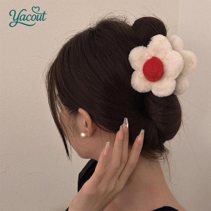 Accessoire cheveux fleur moelleuse douce style romantique multicoleur