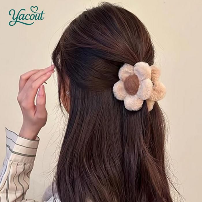 Accessoire cheveux fleur moelleuse douce style naturel multicoleur