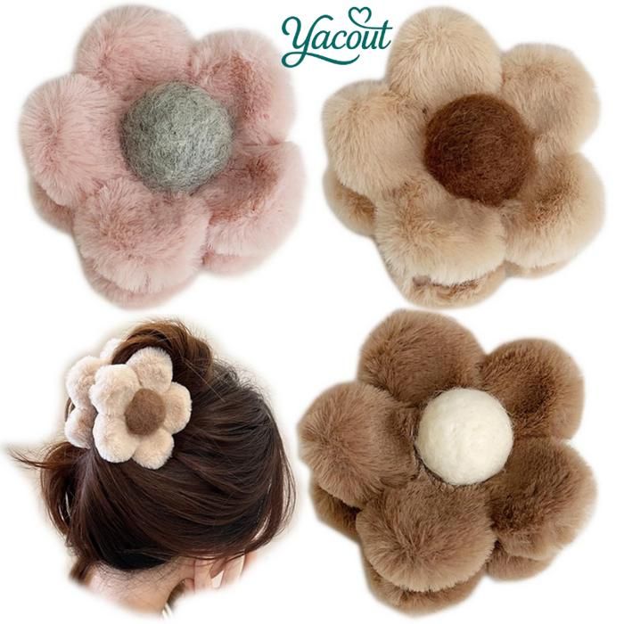 Accessoire cheveux fleur douce en peluche confortable multicoleur