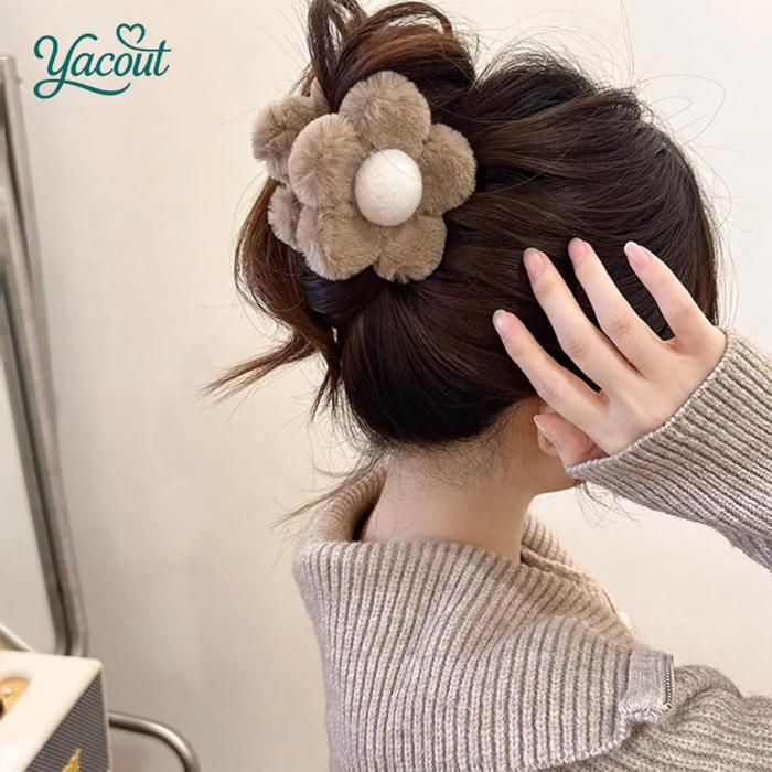 Barrette cheveux fleur douce moelleuse style élégant multicoleur