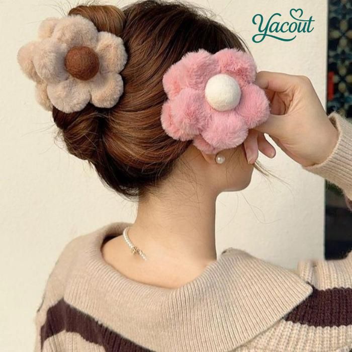Accessoire coiffure fleur peluche douce charmante chic multicoleur