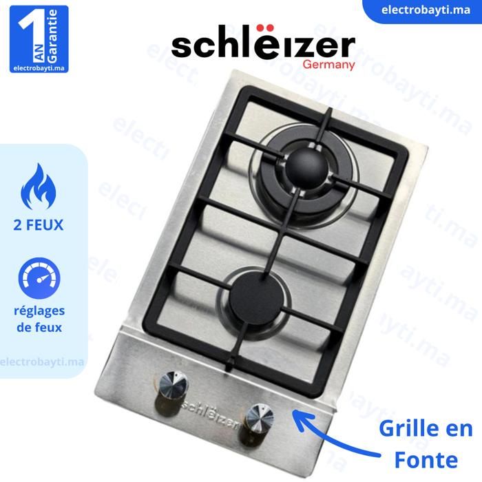 Schleizer - Plaque de Cuisson à Gaz 2 Feux – Design Compact en Acier Inoxydable (Inox)