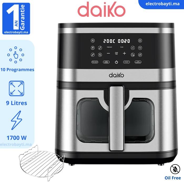 Friteuse sans Huile Daiko XXL – 9 Litres – 1700W – 10 Programmes Automatiques – Écran Tactile LED – Germany – Cuisson Saine