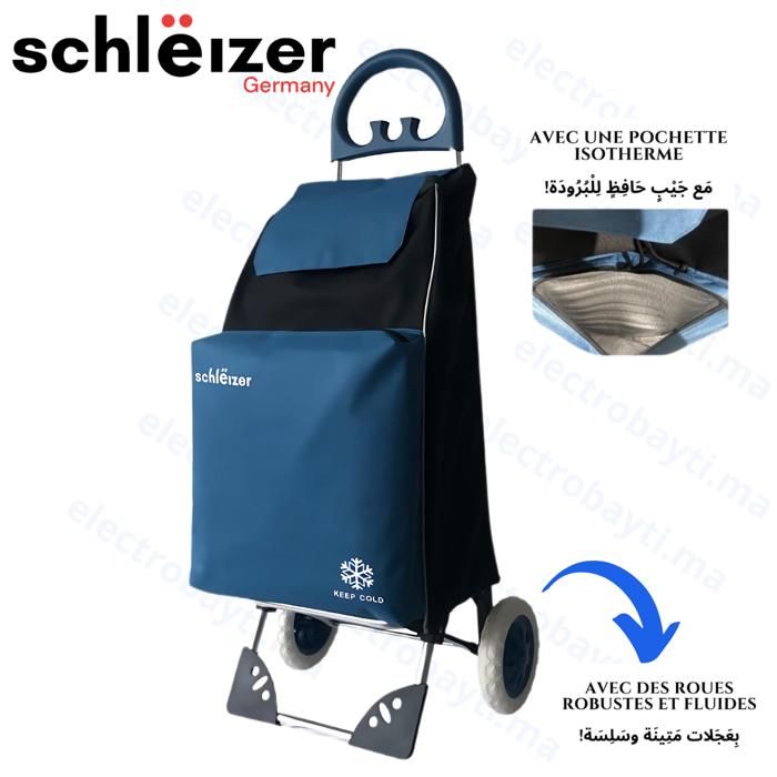 Schleizer - Chariot de Course pliant Léger,2 Roues,Charge 42L,Étanche Amovible,vos shopping - Bleu