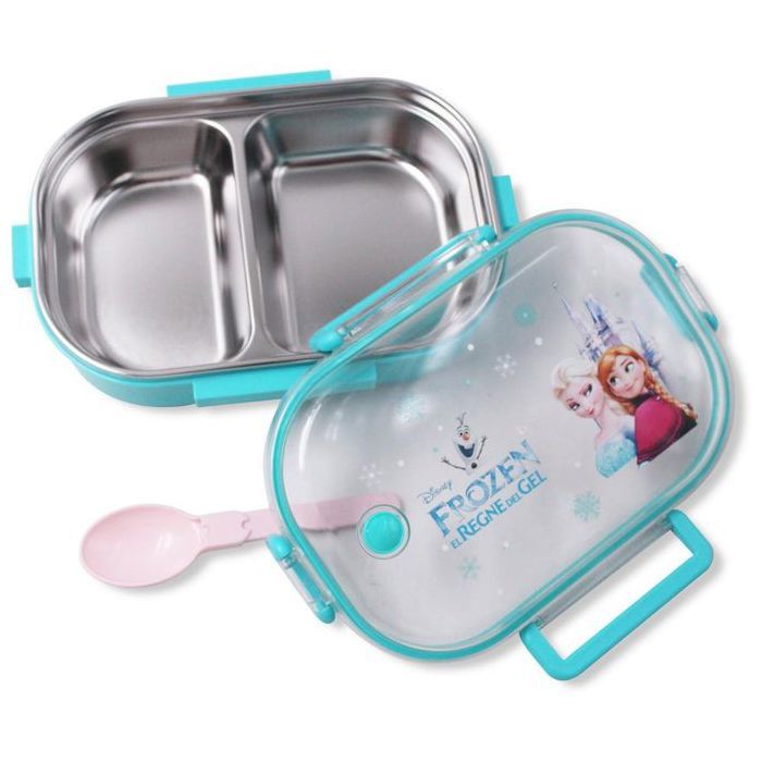 lunch Box en acier inoxydable, Frozen, Boîte à lunch avec couvercle transparent et cuillère