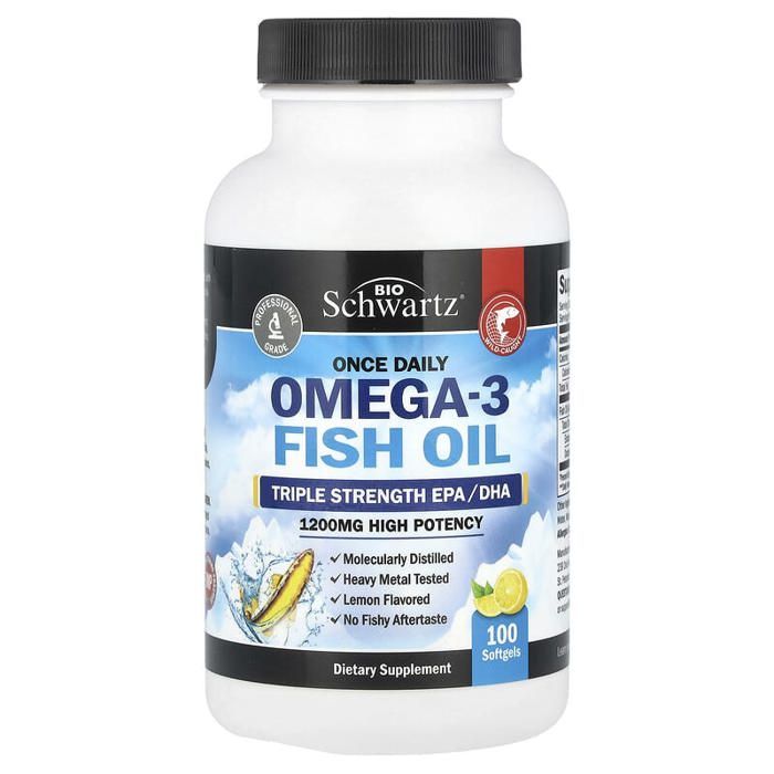 BioSchwartz, omega 3  Huile de poisson riche en 100 capsules à enveloppe molle