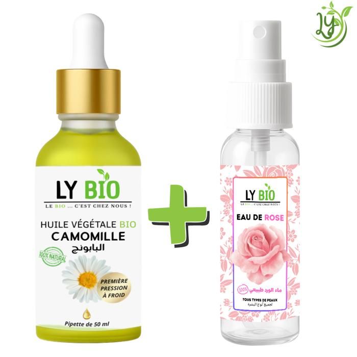 LYBIO PACK HUILE CAMOMILLE 50ML - PIPETTE + EAU DE ROSE 100ML