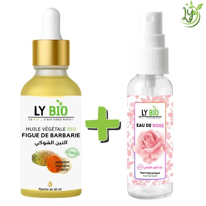 Pack de soins - LYBIO - Huile de figue de barbarie 50ml - Eau de rose 100ml - Nourrissant - Mixte