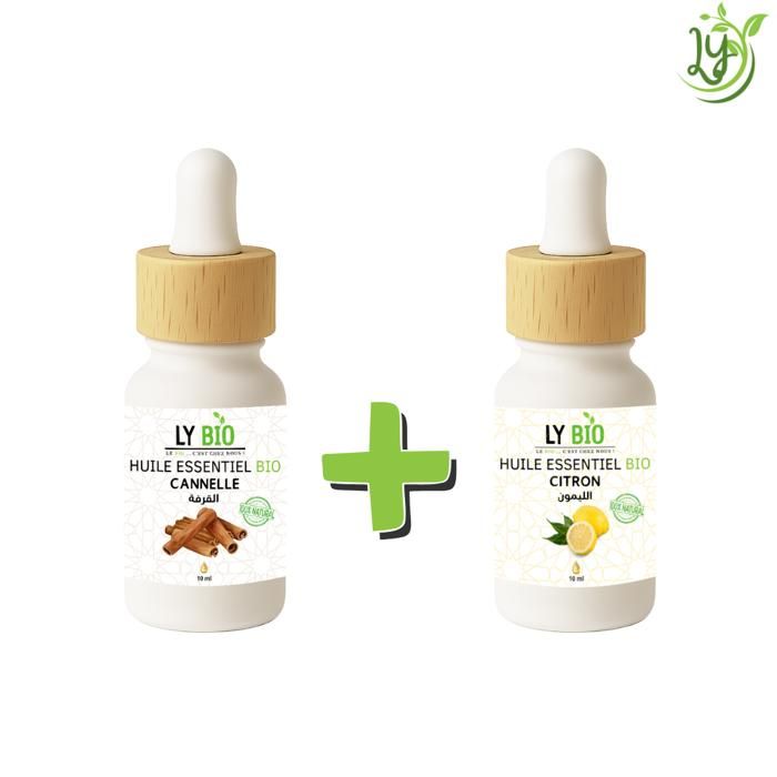 Pack Huile Essentielle - LYBIO - Cannelle 10ml - Citron 10ml - Antibactérien - Antiviral - Bienfaits multiples