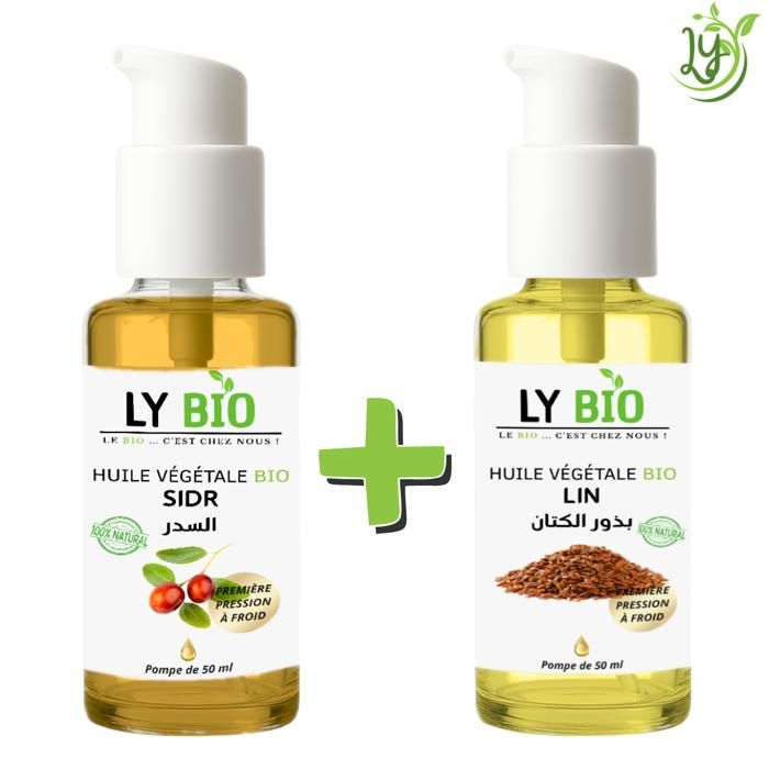 Pack Huile - LYBIO - Sidr 50ml - Pompe - Lin 50ml - Pompe - Hydratant