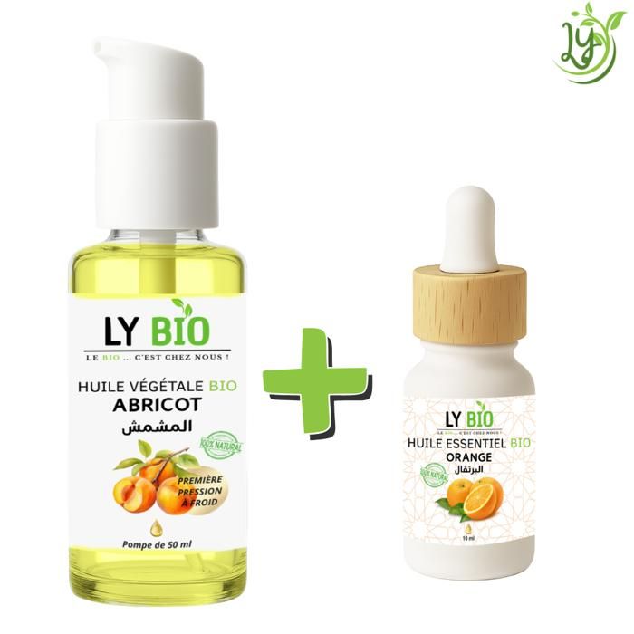 Pack de soins - LYBIO - HUILE ABRICOT 50ML - HUILE ESSENTIEL ORANGE 10ML - Hydratant - Mixte - Bébé