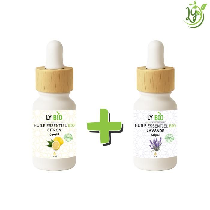 Pack Huile Essentielle - LYBIO - Citron 10ml - Lavande 10ml - Antiseptique - Relaxant