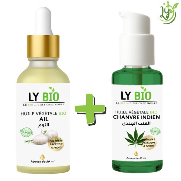 Pack Huile - LYBIO - Huile Ail 50ml - Huile Chanvre 50ml - Soin Naturel Complet