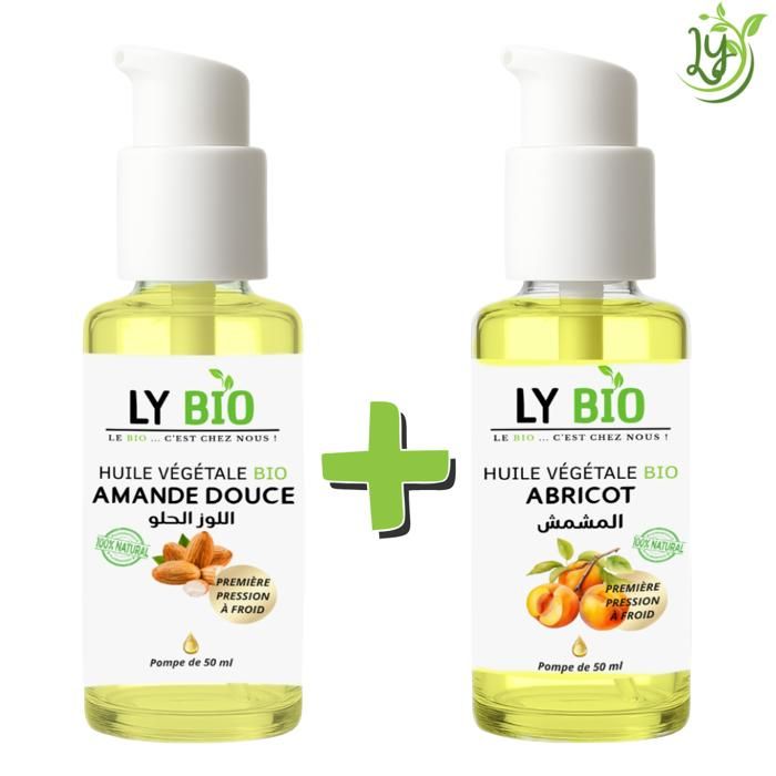 Pack Huile - LYBIO - Amande Douce & Abricot - 50ml - Pompe - Soin Hydratant