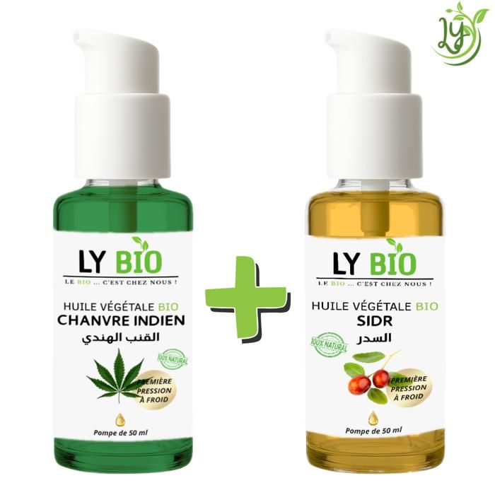 Pack Huile - LYBIO - Chanvre et Sidr - 50ml - Hydratant - Tous types de cheveux