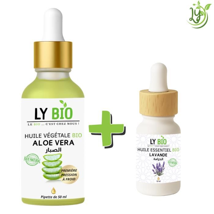 LYBIO PACK HUILE ALOE VERA 50ml - PIPETTE + HUILE ESSENTIEL LAVANDE 10ML