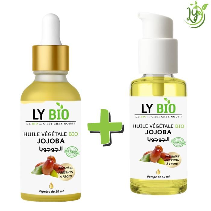 Huile de Jojoba - LYBIO - Pack 50ml - Pipette et Pompe - Hydratant - Tous types de cheveux