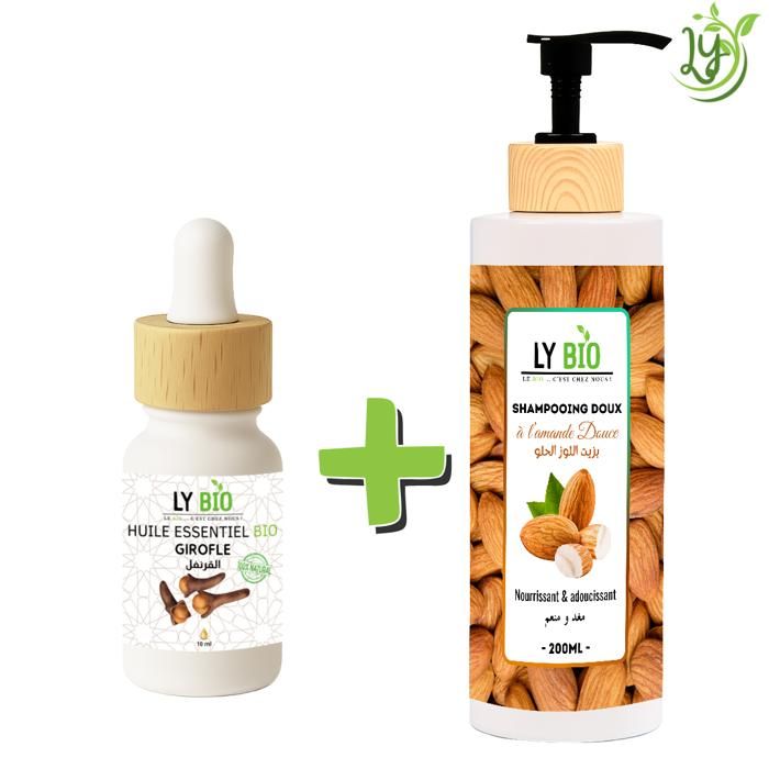 LYBIO PACK HUILE ESSENTIEL GIROFLE 10ML + SHAMPOOING AMANDE DOUCE 200ML - NOURRISSANT & ADOUCISSANT