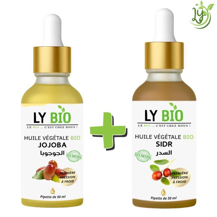 Pack Huile Jojoba et Sidr - LYBIO - 50ml - Pipette - Hydratant - Tous types de cheveux