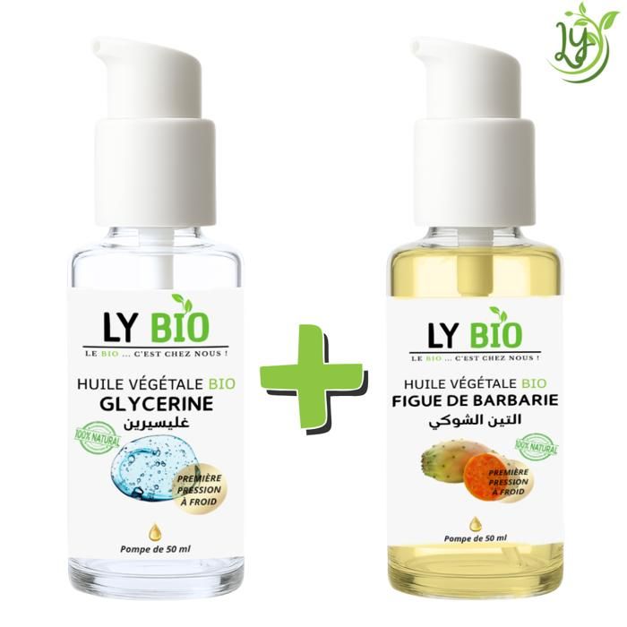 Pack de soins - LYBIO - HUILE GLYCERINE 50ml - HUILE FIGUE DE BARBARIE 50ml - Hydratant - Mixte - Bébé