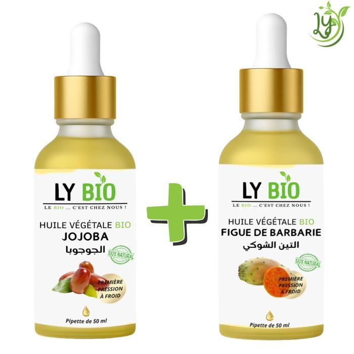 Pack Huile Jojoba & Figue de Barbarie - LYBIO - 50ml - Hydratant - Mixte - Tous types de cheveux
