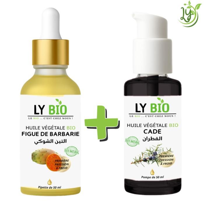 Pack d'huiles - LYBIO - Huile de figue de barbarie 50ml - Huile de cade 50ml - Nourrissant - Mixte