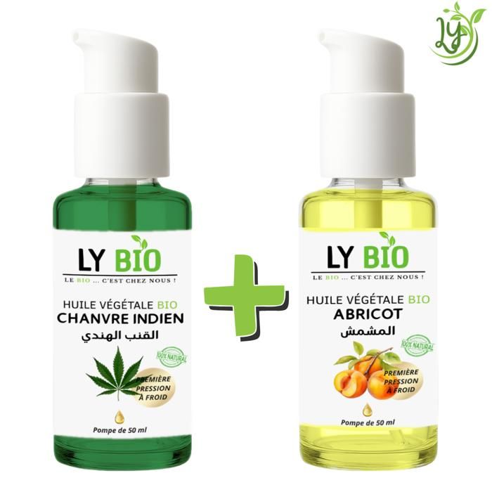 Pack Huile - LYBIO - Chanvre & Abricot - 50ml - Hydratant - Tous types de cheveux