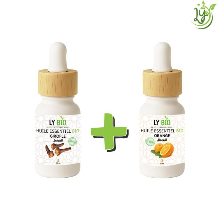 Pack Huile Essentielle - LYBIO - Girofle 10ml - Orange 10ml - Bien-être - Propriétés antibactériennes