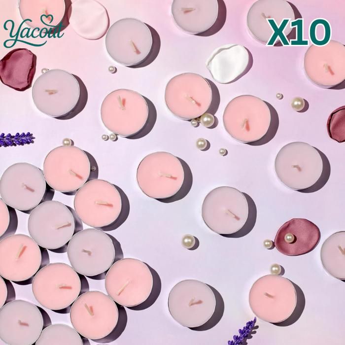 Bougies parfumées - Lot de 10 - Senteur vanille - Multicolore - Qualité premium