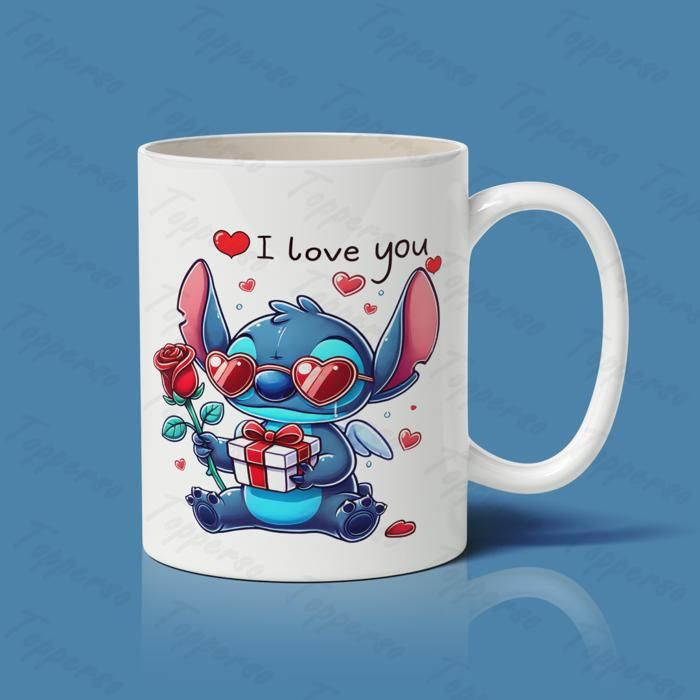 Mug - GENERIC - Stitch 'I Love You' - Céramique résistante - 300 ml - Compatible micro-ondes