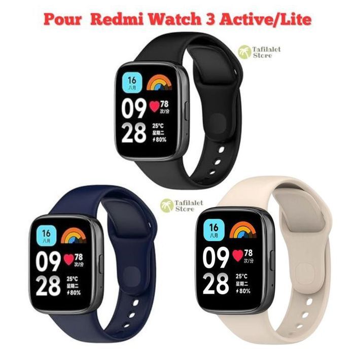 Bracelet de rechange - GENERIC - Redmi Watch 3 Active - Silicone souple - Mixte - 3 couleurs
