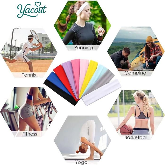 Bandeau cheveux sport - Multicolore - Stretch - Confortable - 1 pièce